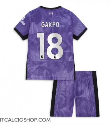 Liverpool Cody Gakpo #18 Terza Maglia Bambino 2023-24 Manica Corta (+ Pantaloni corti)
